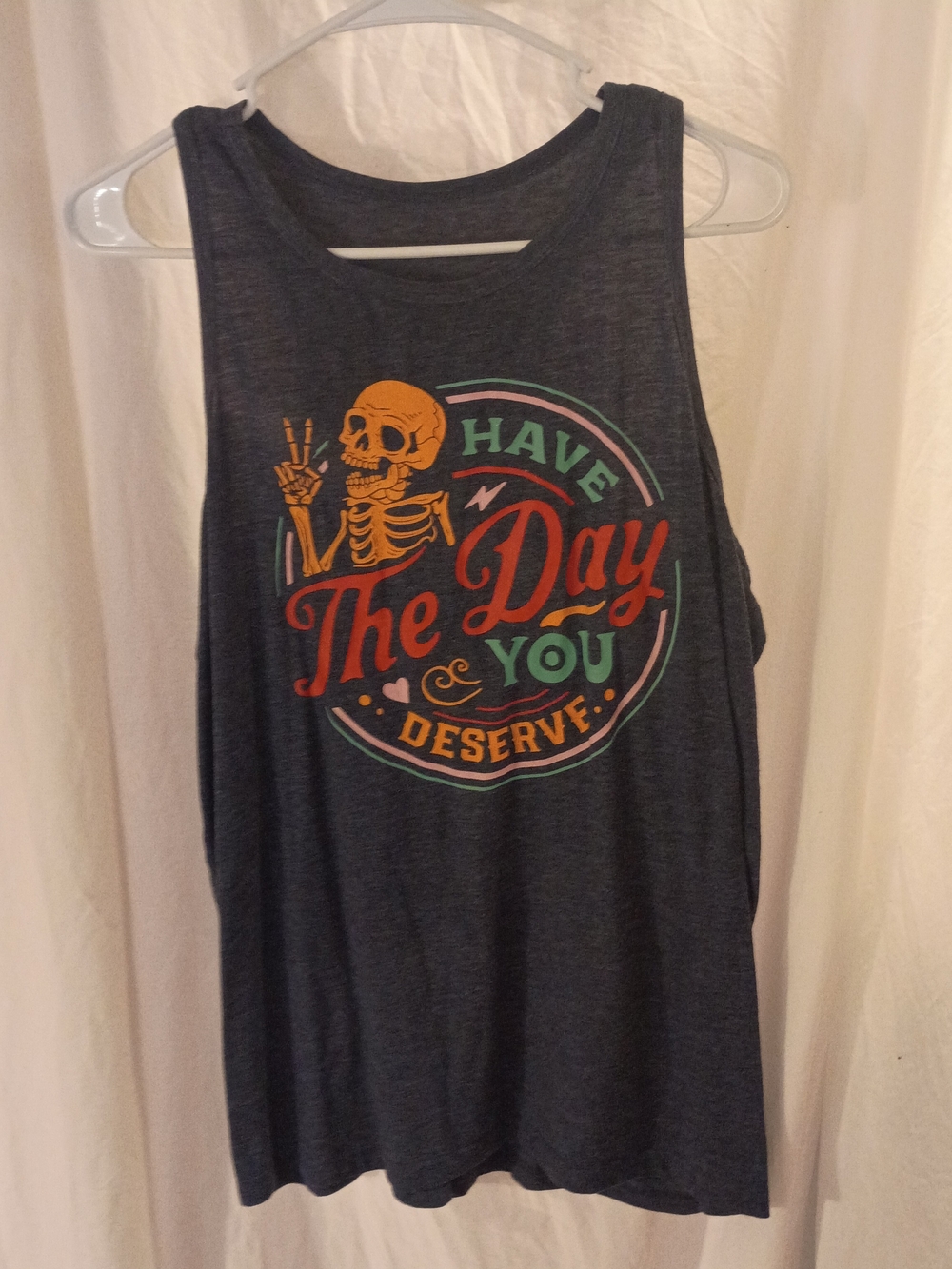 Have The Day You Deserve Graphic Tank Top - Dark Blue Heather
